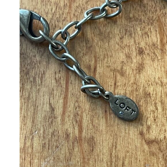 LOFT Rhinestone Bib Necklace Faceted Statement Brushed Silver Tone Ann Taylor 20 - Picture 4 of 9